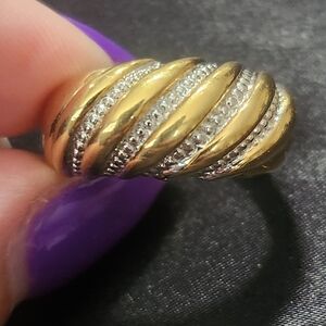 Uncas Gold and Silver Twisted Band Ring - Women Jewelry 14kt GE